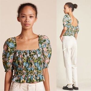 NWT Birds of Paradis Trovata Puff Sleeve Floral Crop Top Fairycore Cottagecore M